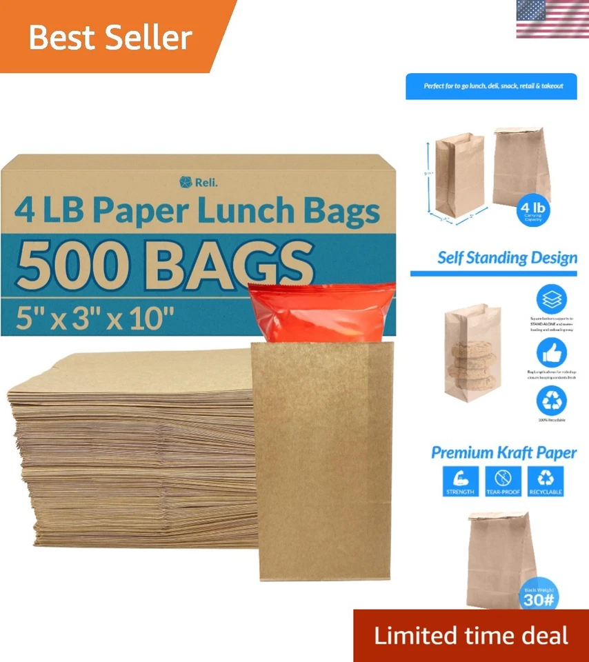 Reli. Brown Paper Bags | 500 Count | Paper Lunch Bags Ideal for Small Lunches...