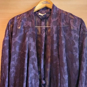 Victoria's Secret Long Purple Vintage Mesh Sheer Robe Dress Gold Label - Picture 1 of 7