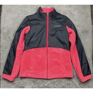 Columbia Girls pink and grey fleece zip up jacket Size 10/12 - Picture 1 of 6