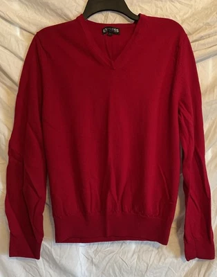 Suéter Express Adulto Grande Rojo Oscuro Lana Merino Cuello en V Ligero Foto 1 de 4