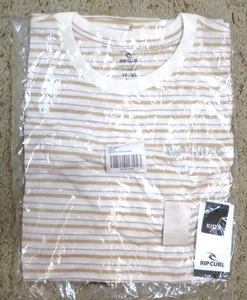 Rip Curl NWT Boy's XL (16) Shred Revival Striped Tee Shirt Embroidered Brown NEW - Picture 1 of 7