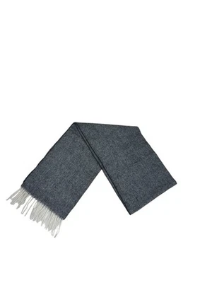 Шарф кашемировый шерстяной с бахромой CHRISTINA CHITI серый и желтовато-коричневый в елочку сделано в Италии - Изображение 1 из 4