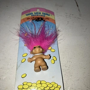 TROLL NECKLACE - 1" Russ Troll Doll - NEW - 1” in length Sweet Necklace Vintage - Picture 1 of 11