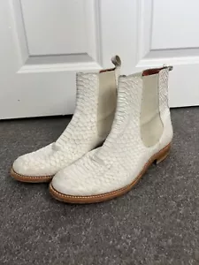 PENELOPE CHILVERS White LEATHER Snakeskin CHELSEA BOOTS Size UK 7 - Picture 1 of 12