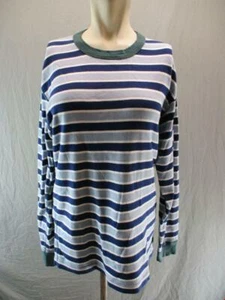 Hanna Andersson Size M Mens Navy Striped Organic Cotton Long Sleeve Shirt 6Y956 - Picture 1 of 7