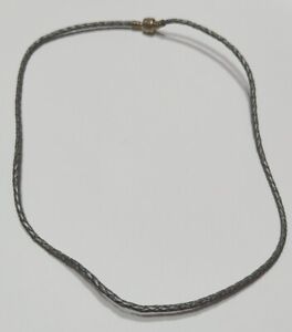 Pandora 925 ALE Sterling Grey Leather Necklace