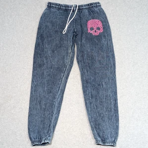 Lauren Moshi Alana Sweatpants Womens Size Small Pink Stud Skull Drawstring - Picture 1 of 8