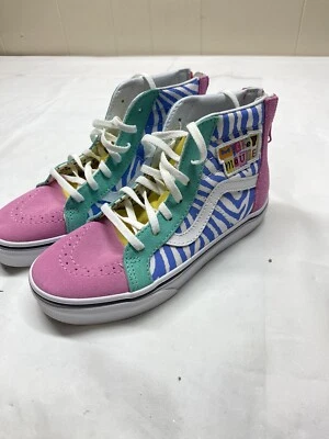 Vans Sk8-Hi Zíper Disney Anos 80 Mickey Minnie Branco Verdadeiro Tamanho 2 Criança Retrô - Imagem 1 de 4