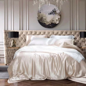 Pure Silk Duvet Cover Flat Sheet Pillowcases Luxury Real Silk Bedding set 4 pcs  - Picture 1 of 17