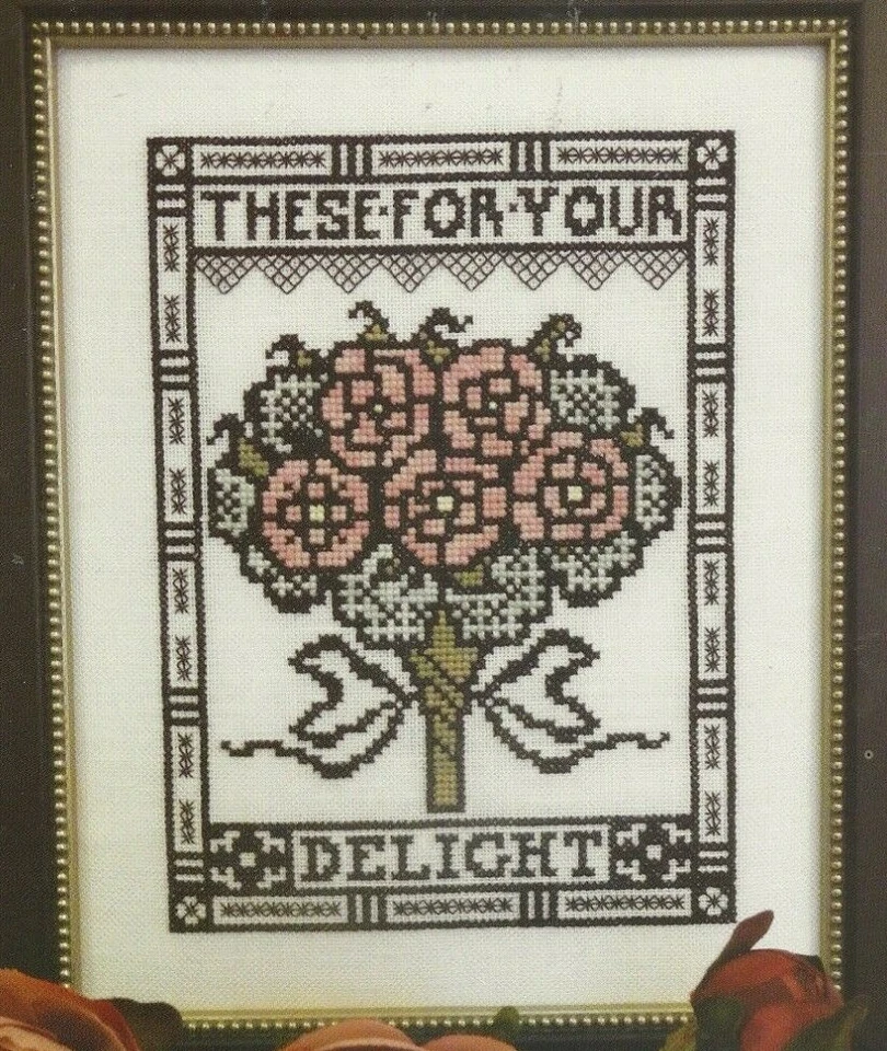 FOR YOUR DELIGHT--Bundle of Flowers--Pink Roses--Counted Cross Stitch Pattern - Изображение 1 из 1