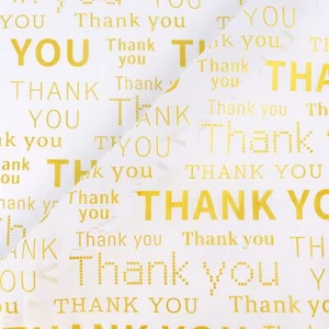 Large White and Gold Thank You Tissue Paper Bulk28 x 20 inchGold Thank You Ti... - Picture 1 of 6
