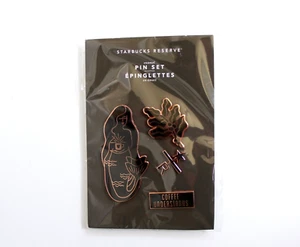 Juego de 4 prendedores Starbucks Reserve Icons esmalte oro rosa negro - Imagen 1 de 5