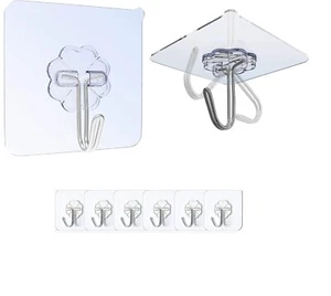 Ganchos Adhesivos Cuadrados Transparentes - Capacidad de Carga 6kg, Impermeable, Sin Taladrar - Imagen 1 de 14