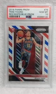 2018-19 Panini Prizm Trae Young Rookie RC Red White Blue Prizm #78 PSA 10 GEM MT - Picture 1 of 2
