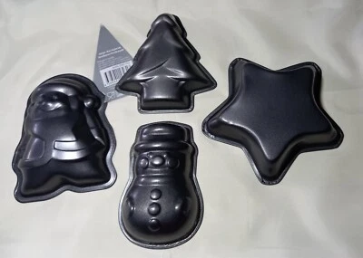 8) 4 mini Motivbackform 1A Stern Schneemann Nikolaus Tannenbaum antihaft - Bild 1 von 2