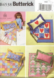 18" Doll Bedding Quilt Sheet Pillow Butterick 4538 Sewing Pattern * - Picture 1 of 2