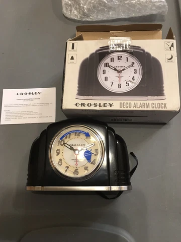Crosley Art Deco Alarm Clock Black 1920’s Style Bakelite Look Cover
