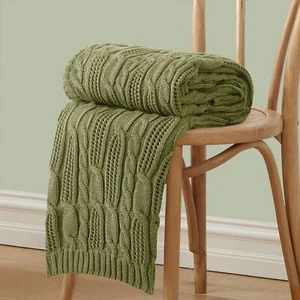 Aormenzy Cable Knit Throw Blankets 30 x 40 Inches, Soft Cozy and Lightweight ... - Picture 1 of 8
