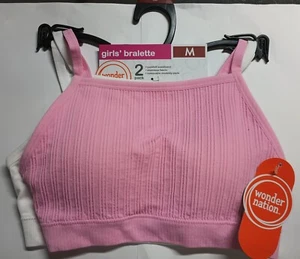 Wonder Nation Girls High Neck Rib Bralette Size M 2 Pk - Picture 1 of 5
