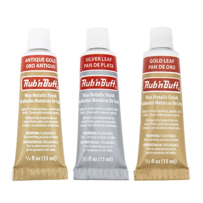 Amaco Rub 'N Buff 3 Color Silver Leaf Antique Gold Gold Leaf - Image 1 of 2