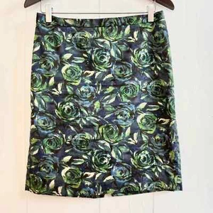 Ann Taylor LOFT Petites grün blau Blumen Baumwollmischung Bleistiftrock 8P - Bild 1 von 7