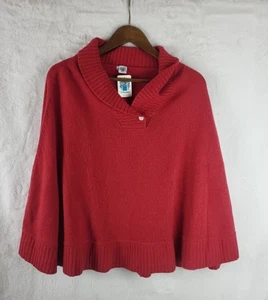 Portolano Red Collared Poncho Cape Shawl Wool Angora Blend One Size - Picture 1 of 8