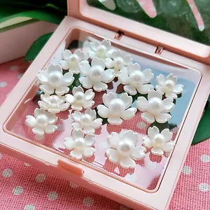 Craft DIY Ivory Pearl Flower-shaped Buttons for Jewelry Making Craft Sewing - Picture 1 of 13