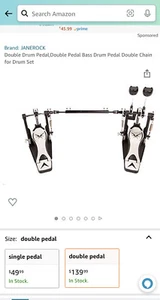 Double Drum Pedal,Double Pedal Bass Drum Pedal Double Chain for Drum Set - Picture 1 of 4