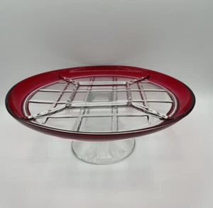 Indiana Glass - Plato con patas rojo rubí - Plato para servir de 5 piezas - Imagen 1 de 5