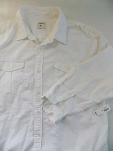 NEW OLD NAVY Mens XL Button Front Casual Shirt Solid White LS NWT  - Picture 1 of 5
