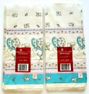 2 Vintage American Greetings Paper Tablecloth Baby Shower 54x96" Lamb Pastels - Picture 1 of 2