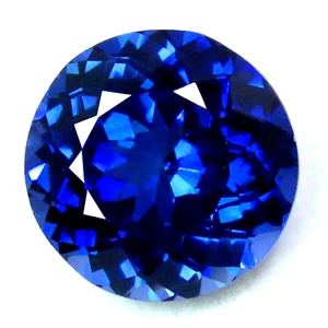 GIE 7.55 Ct Natural Ceylon Royal Blue Sapphire Loose Round Cut Gemstone 12*12 MM - Picture 1 of 5