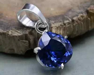 25.04 CT Naturale Zaffiro Blu Pera Taglio 925 Argento Massiccio Ciondolo + - Immagine 1 di 4
