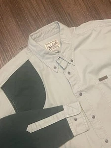 VTG Woolrich Heavyweight Shirt Mens XL Khaki Green Elbow Quilted Hunting Cowboy - Picture 1 of 5