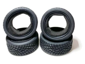 Racers Edge 1/10 On Road Black Series Rubber Pull Tires Cross Line 65x26mm - Picture 1 of 1
