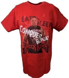 Brock Lesnar Eat Sleep Conquer Repeat WWE Mens Red T-shirt - Picture 1 of 4