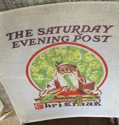 Needpoint Handpainted Canvas/ Norman Rockwell Santa/The Saturday Evening Post FC - Image 1 of 3