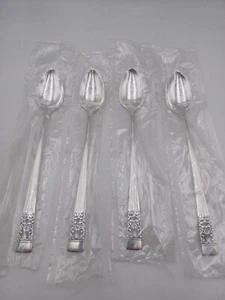 NEW in Sleeves Lot of 4 Oneida CORONATION Silverplate Iced Tea Spoons 7 1/2"  - Picture 1 of 5