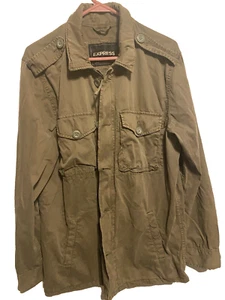 Giacca uomo Express stile militare utility taglia media oliva nuova senza etichetta full zip, tasche - Foto 1 di 12