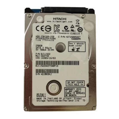 Hitachi 250GB HTS543225A7A384 5400RPM SATA 2.5" Laptop Internal HDD Hard Drive - Image 1 of 3
