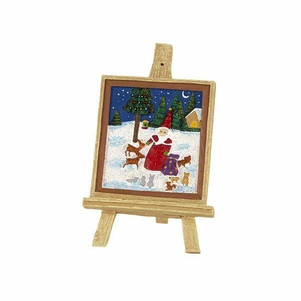 Miniature Dollhouse Fairy Garden Easel w/ Christmas Painting - Buy 3 Save $5 - Image 1 of 1