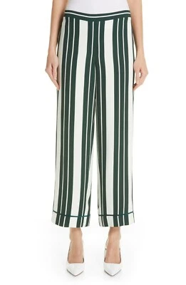 Pantalones de pierna recta de crepé a rayas en verde OSCAR DE LA RENTA 10 NDS1 RV$1490 Foto 1 de 2
