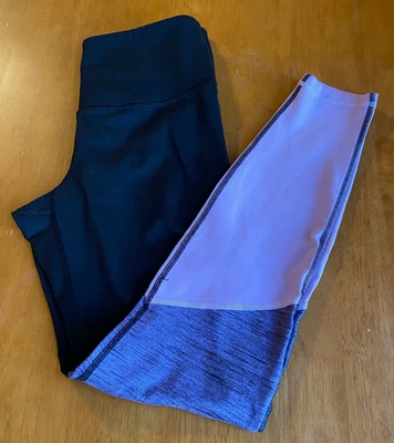 Leggings de compresión Old Navy Active Go-Dry tiro medio negro/púrpura pierna talla L Foto 1 de 3