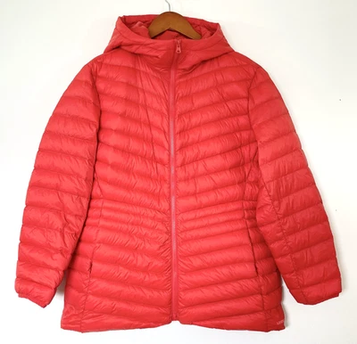 Lands End Womens Wanderweight Packable Down Hooded Jacket Coat Size XLP Orange - Image 1 of 4