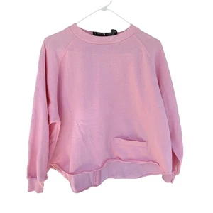 Gitano PLUS Women's Vtg 80s Crop Top 3/4 Sleeve Sweatshirt Pink Pocket SZ 20W - Picture 1 of 4