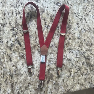 Boys Red Suspenders Adjustable Stretchy Max 30 Inches - Image 1 of 3