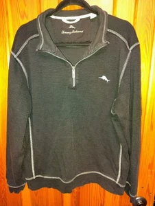 Tommy Bahama Sweater Men’s Medium Black Quarter Zip Beach Golf Pull Over - Picture 1 of 4