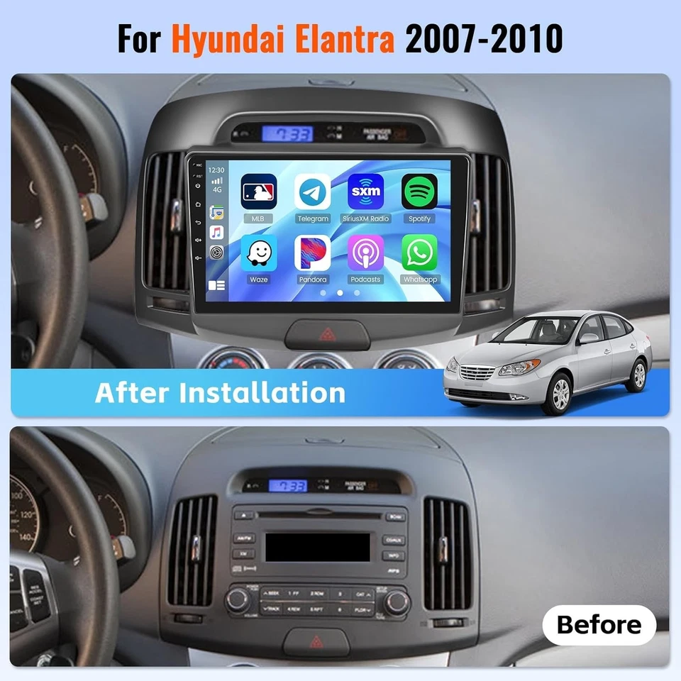2+64 GB Carplay para Hyundai Elantra 2007-2010 Android 15 coche radio estéreo GPS navegación Foto 1 de 4