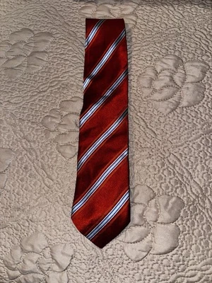 Gravata Hugo Boss masculina listrada laranja 100% seda feita na Itália 59" - Imagem 1 de 4