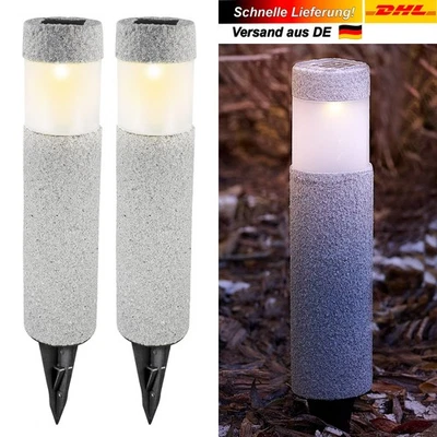 2er Set LED Solar Leuchte Lampe  Licht Stein | Garten BalkonWeg Terrasse, Eaxus - Bild 1 von 4